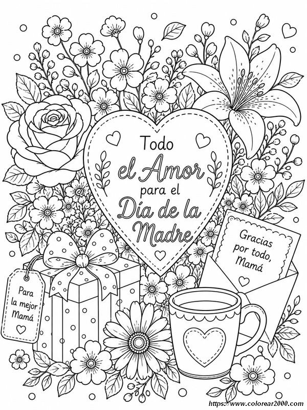 imagen Un coloreado floral lleno de amor para mama
