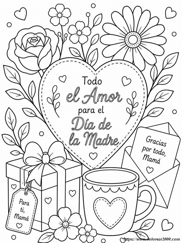 imagen Un coloreado simple y tierno para mama