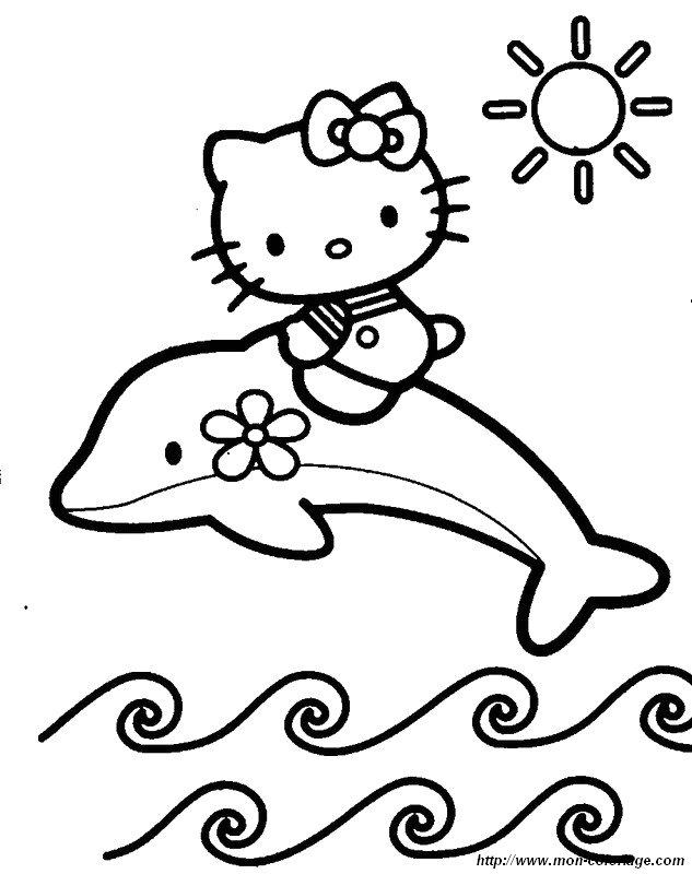 imagen hello kitty sobre un delfin