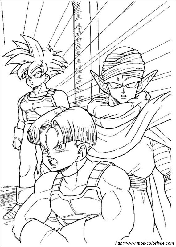 Colorear Dragon Ball Z, dibujo gohan con picccolo y trunks