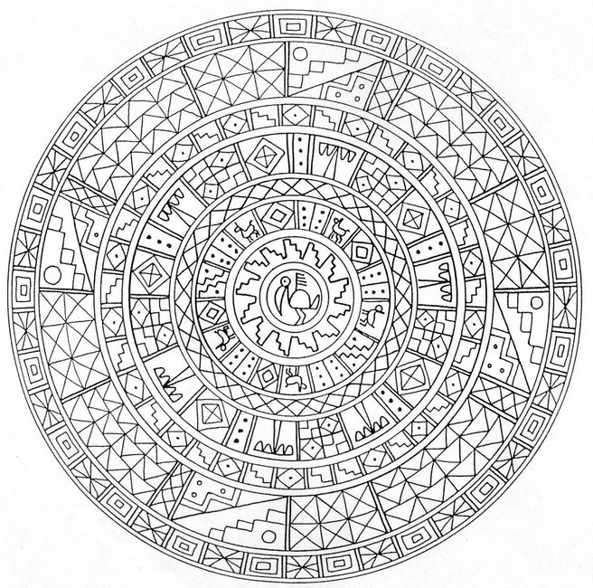 imagen Mandala con simbolos aztecas