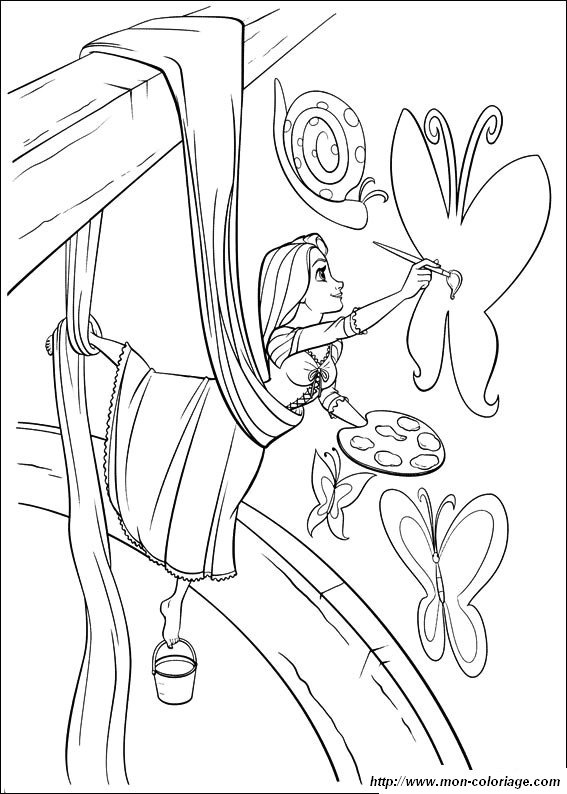 imagen coloreando rapunzel