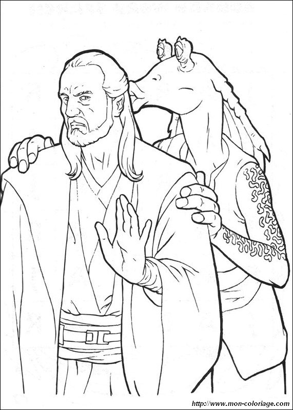 imagen qui gon jinn con jar jar binks besos